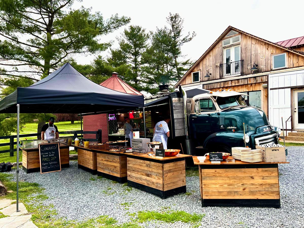 Pizzeria Loco catering setup at a private event